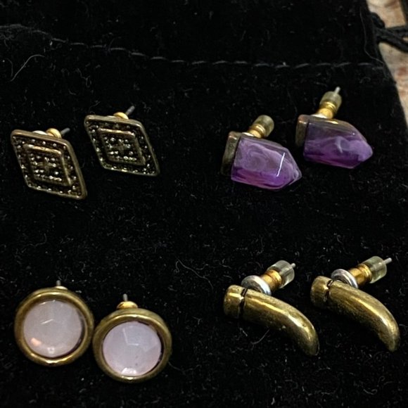 Earrings Bundle x5 Assorted Gemstone Amethyst Costume - Picture 4 of 6